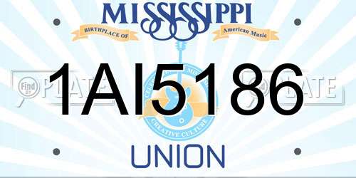 1AI5186 Mississippi License Plate