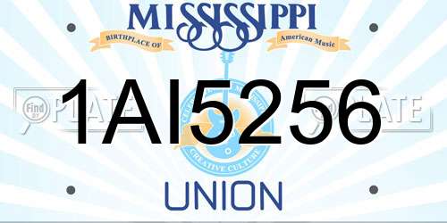 1AI5256 Mississippi License Plate