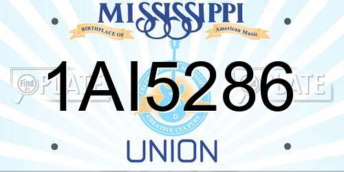 1AI5286 Mississippi License Plate