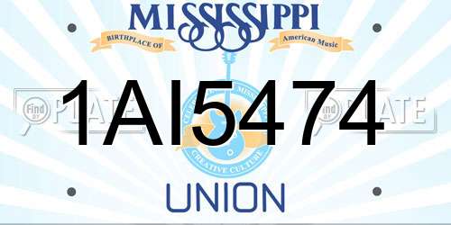 1AI5474 Mississippi License Plate