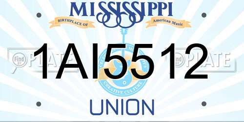 1AI5512 Mississippi License Plate