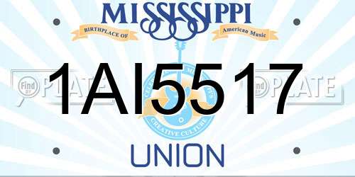 1AI5517 Mississippi License Plate