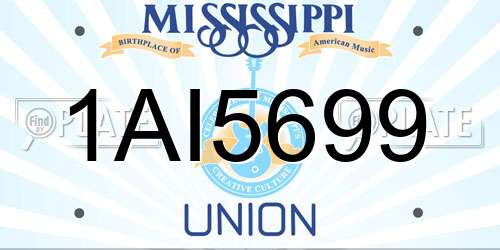 1AI5699 Mississippi License Plate