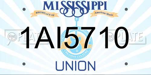 1AI5710 Mississippi License Plate