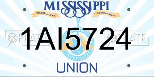 1AI5724 Mississippi License Plate