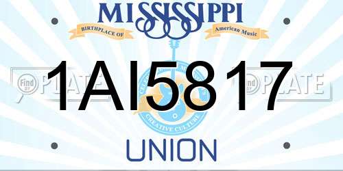 1AI5817 Mississippi License Plate