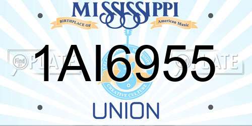 1AI6955 Mississippi License Plate