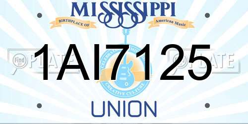1AI7125 Mississippi License Plate
