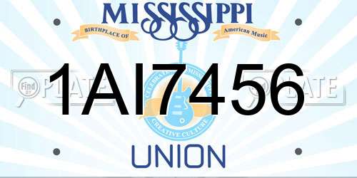 1AI7456 Mississippi License Plate