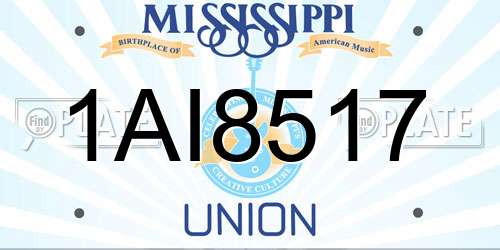 1AI8517 Mississippi License Plate