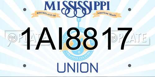 1AI8817 Mississippi License Plate