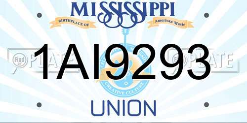 1AI9293 Mississippi License Plate