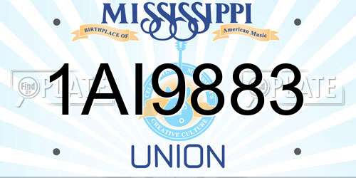 1AI9883 Mississippi License Plate