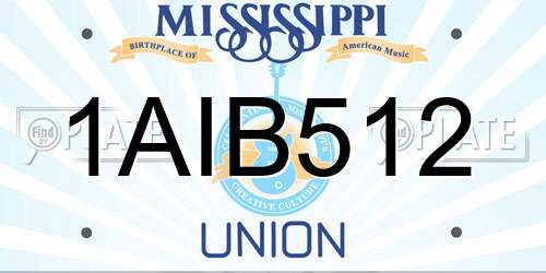 1AIB512 Mississippi License Plate