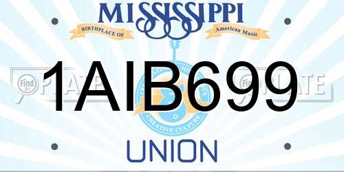 1AIB699 Mississippi License Plate