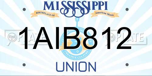 1AIB812 Mississippi License Plate