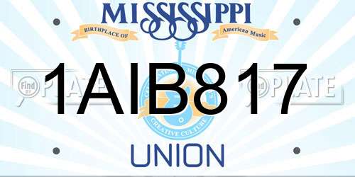1AIB817 Mississippi License Plate