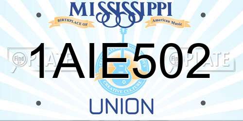 1AIE502 Mississippi License Plate