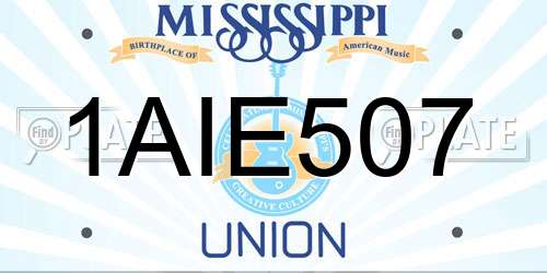 1AIE507 Mississippi License Plate