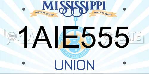 1AIE555 Mississippi License Plate