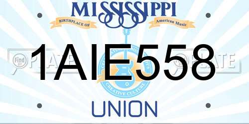 1AIE558 Mississippi License Plate