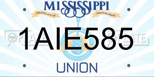 1AIE585 Mississippi License Plate
