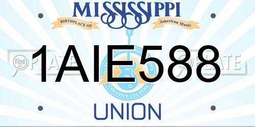 1AIE588 Mississippi License Plate