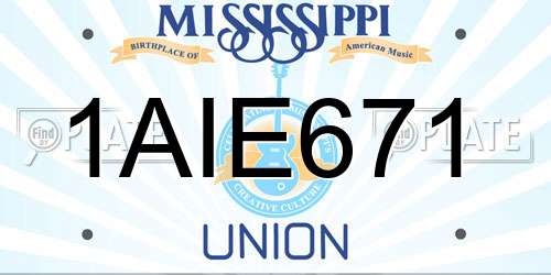 1AIE671 Mississippi License Plate