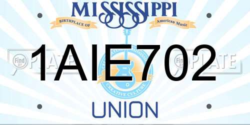 1AIE702 Mississippi License Plate