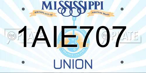 1AIE707 Mississippi License Plate