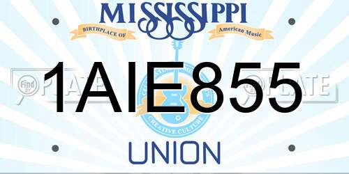 1AIE855 Mississippi License Plate