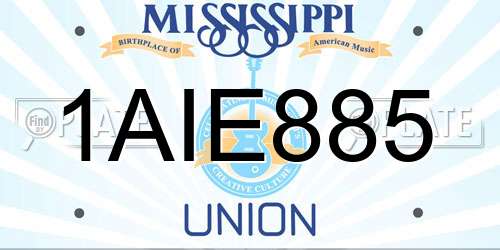 1AIE885 Mississippi License Plate