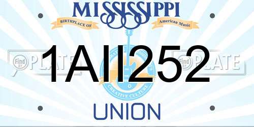 1AII252 Mississippi License Plate