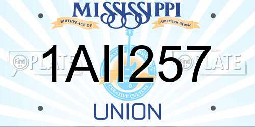 1AII257 Mississippi License Plate