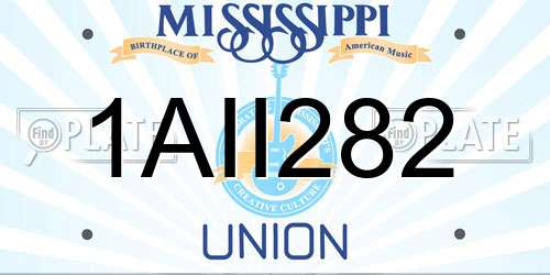 1AII282 Mississippi License Plate