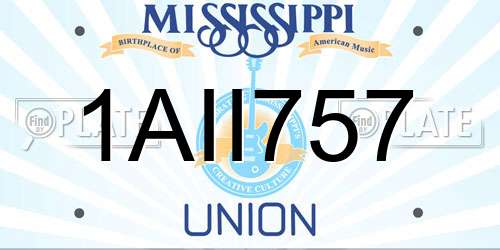 1AII757 Mississippi License Plate