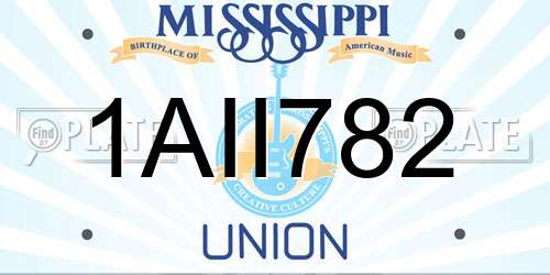 1AII782 Mississippi License Plate