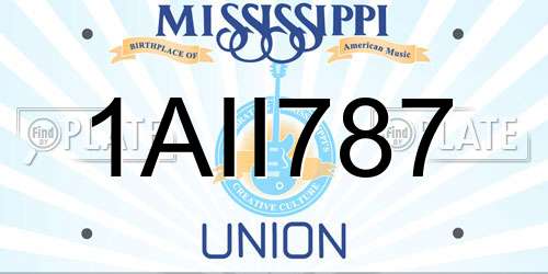 1AII787 Mississippi License Plate