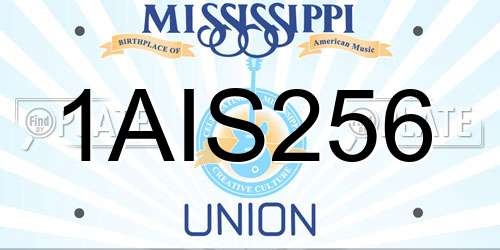 1AIS256 Mississippi License Plate