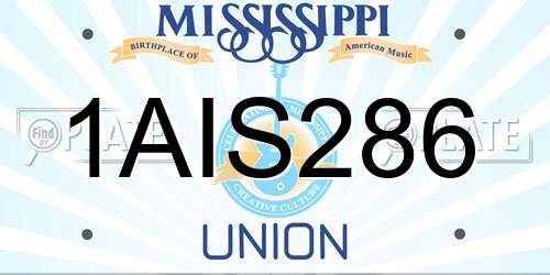 1AIS286 Mississippi License Plate