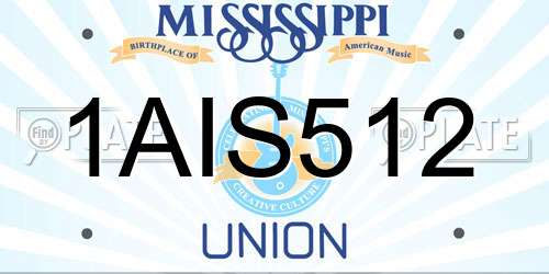 1AIS512 Mississippi License Plate