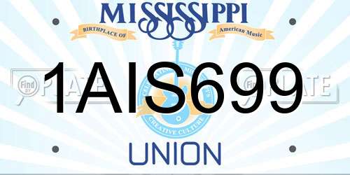 1AIS699 Mississippi License Plate