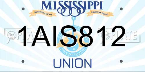 1AIS812 Mississippi License Plate