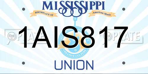 1AIS817 Mississippi License Plate