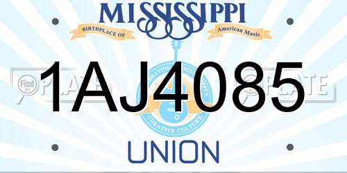 1AJ4085 Mississippi License Plate