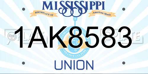 1AK8583 Mississippi License Plate