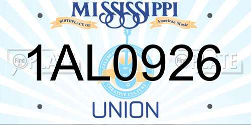 1AL0926 Mississippi License Plate