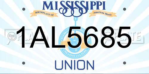 1AL5685 Mississippi License Plate