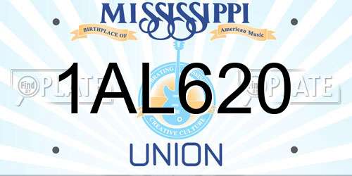 1AL620 Mississippi License Plate