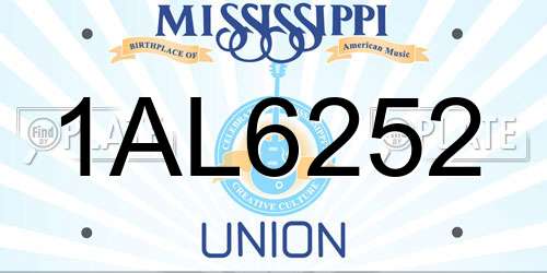 1AL6252 Mississippi License Plate
